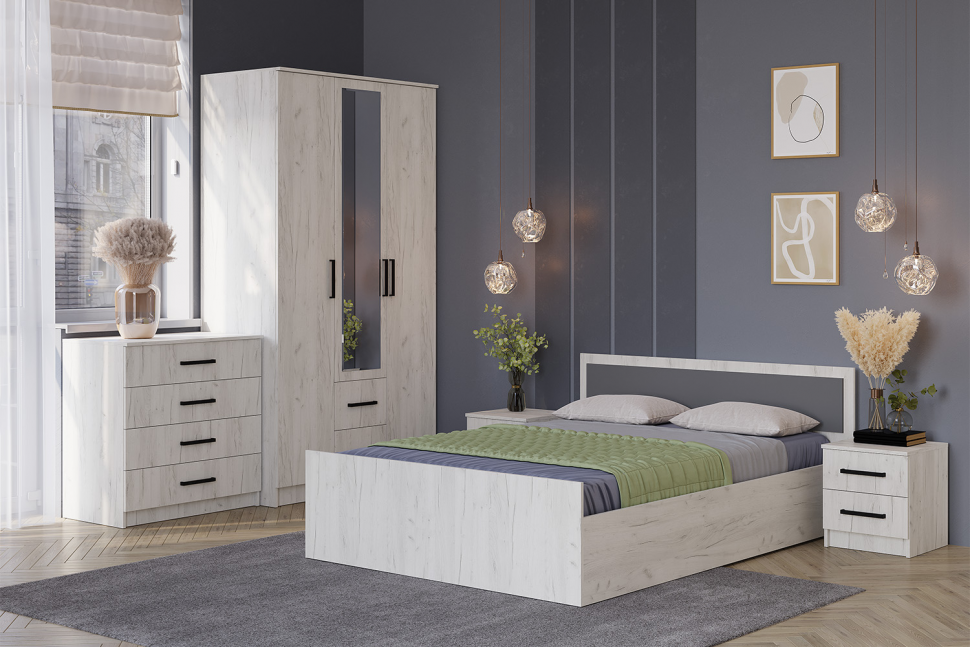 Шкаф 3-х створчатый Фиеста, Дуб крафт белый