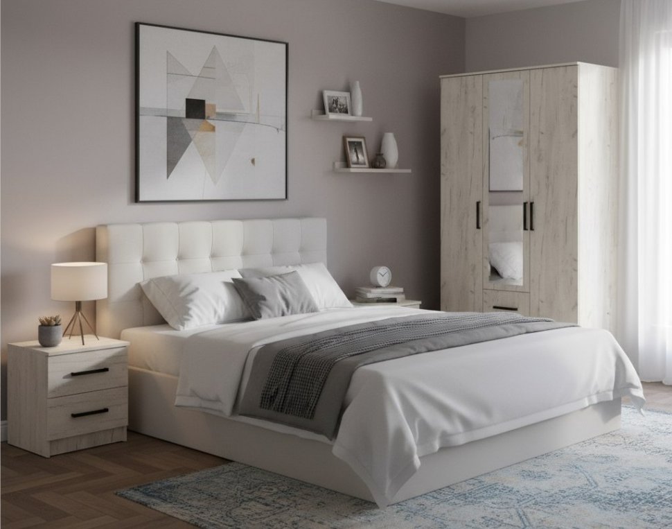 Шкаф 3-х створчатый Фиеста, Дуб крафт белый