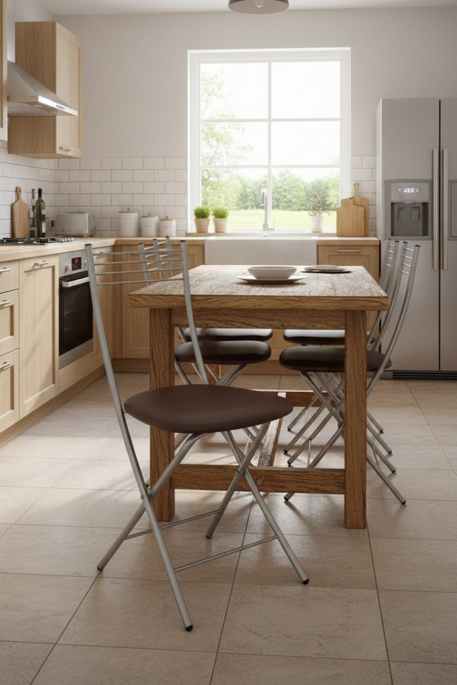 Стул Хлоя Складной Серебро/ Борнео Умбер