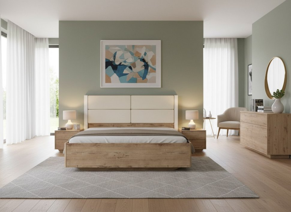 НМ 040.52 Кровать Livorno /дуб бунратти / софт панакота