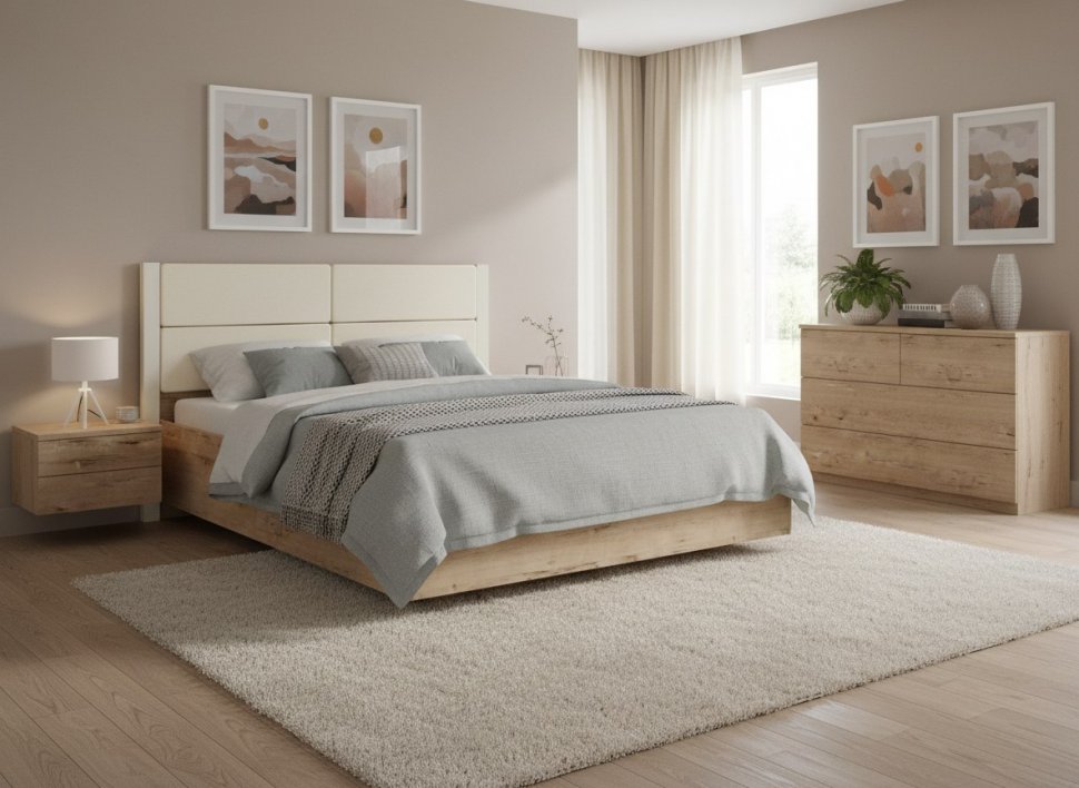 НМ 040.52 Кровать Livorno /дуб бунратти / софт панакота