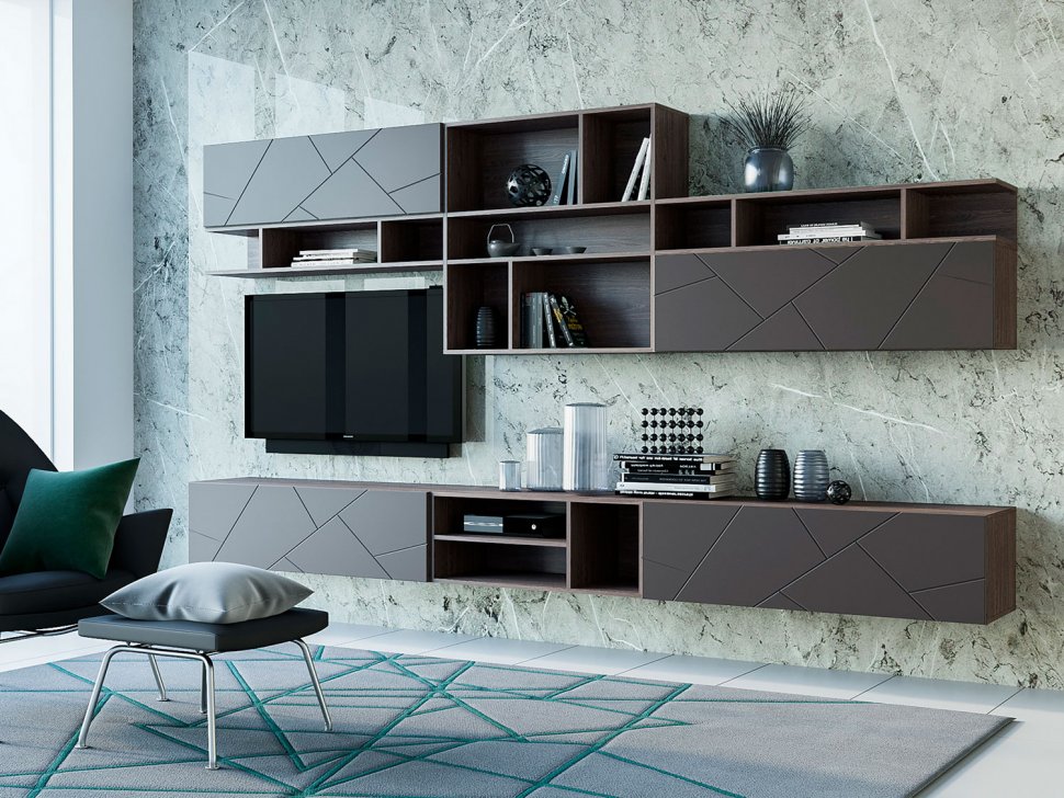 Гостиная Summit комплектация 1 Ясень анкор тёмный/софт графит