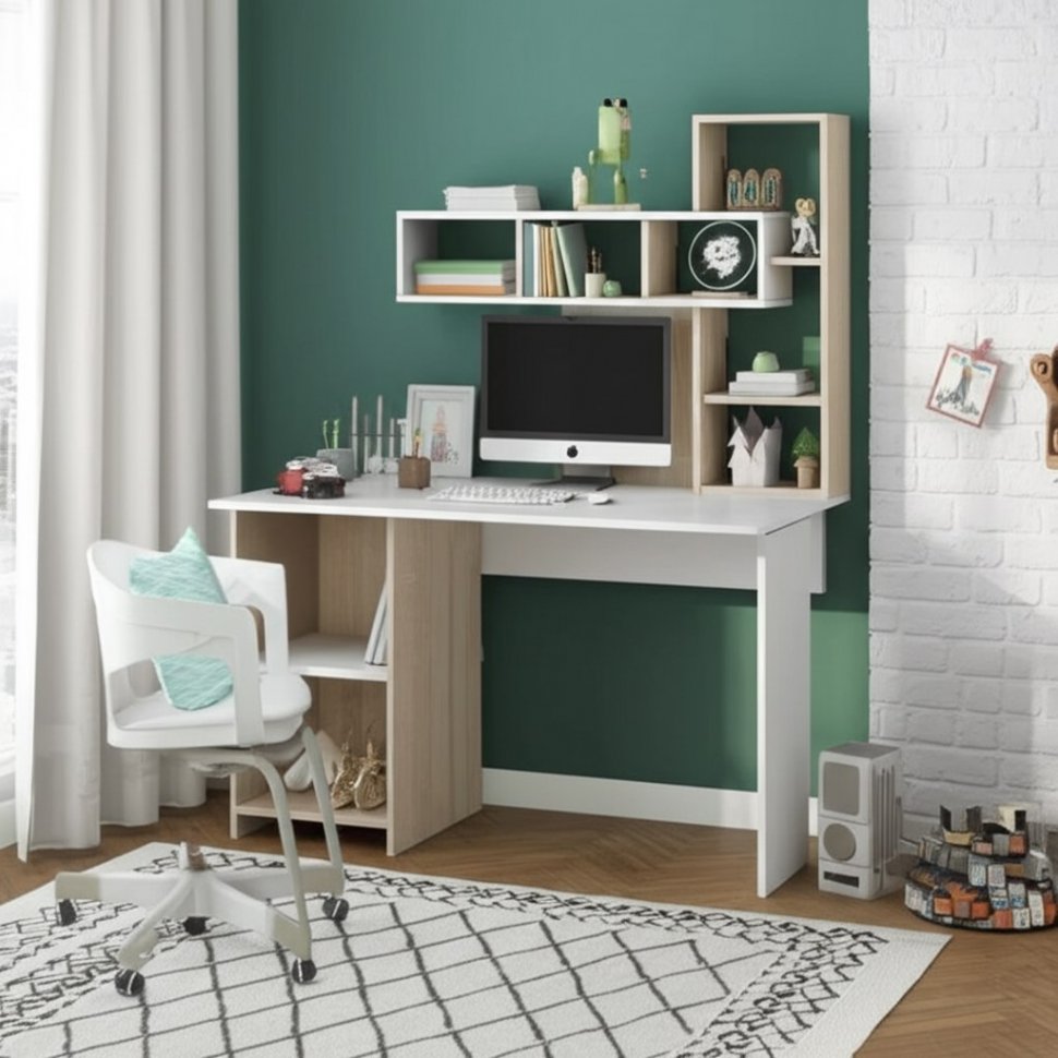 Стол компьютерный Олимп (Интерьер-Центр) Дуб Сонома/Белый