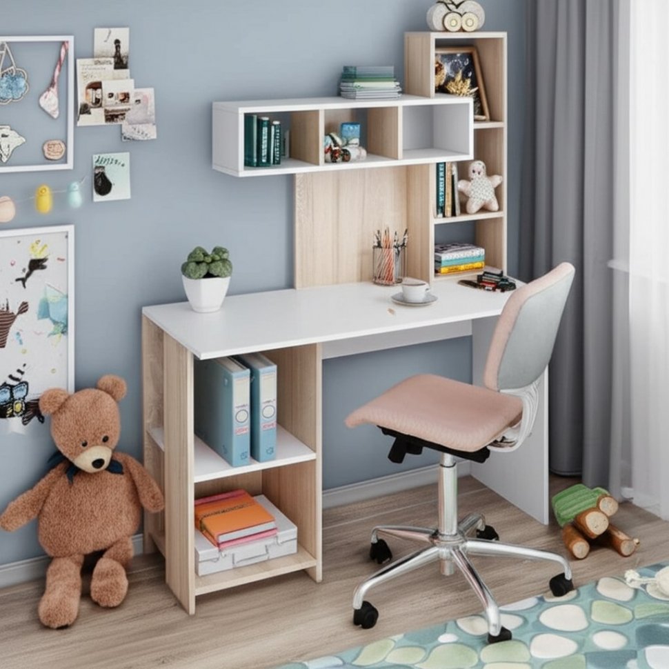 Стол компьютерный Олимп (Интерьер-Центр) Дуб Сонома/Белый