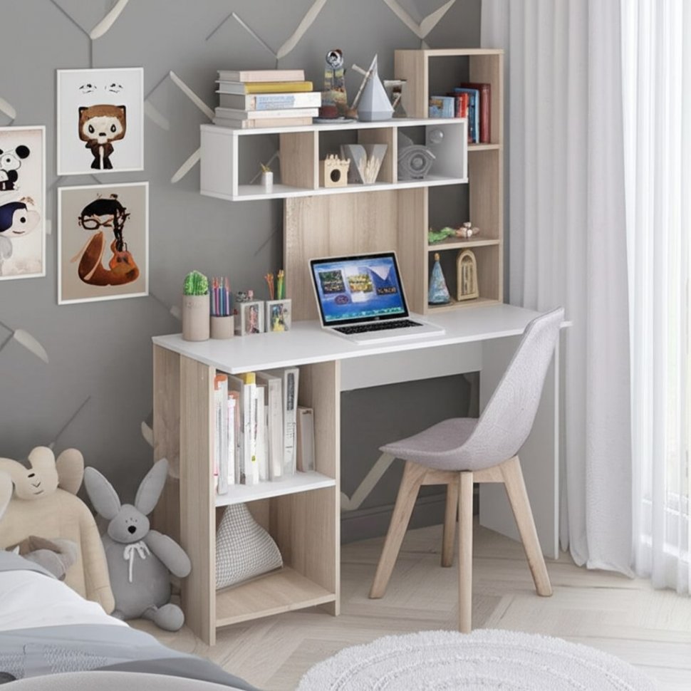 Стол компьютерный Олимп (Интерьер-Центр) Дуб Сонома/Белый