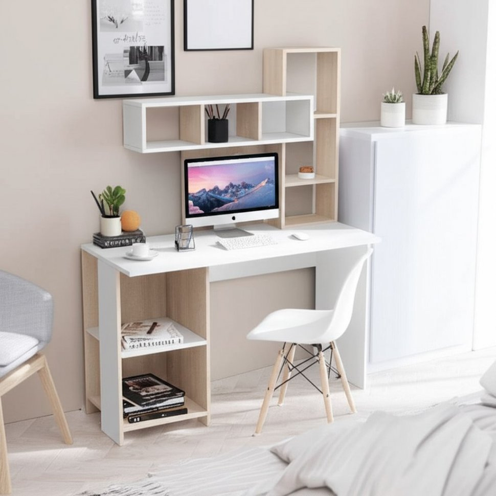 Стол компьютерный Олимп (Интерьер-Центр) Дуб Сонома/Белый