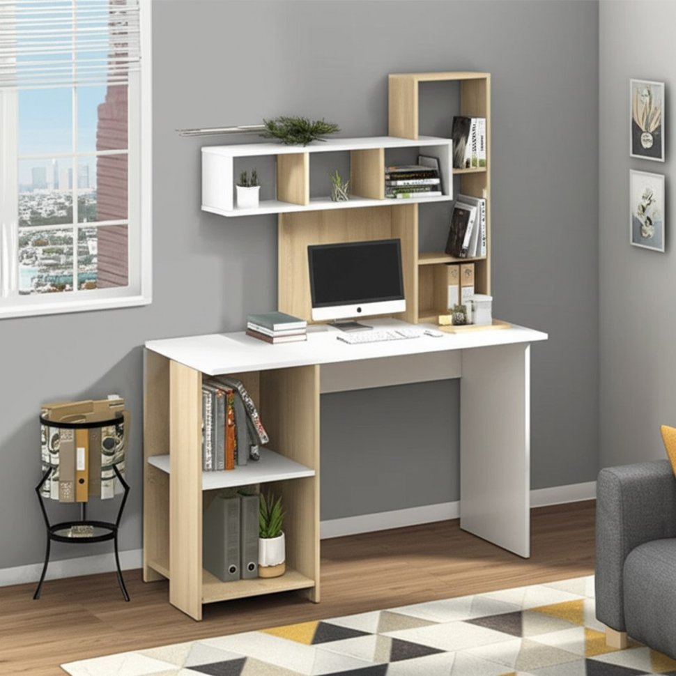 Стол компьютерный Олимп (Интерьер-Центр) Дуб Сонома/Белый