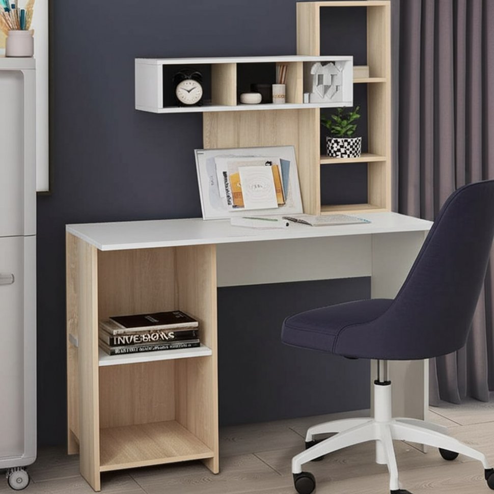 Стол компьютерный Олимп (Интерьер-Центр) Дуб Сонома/Белый