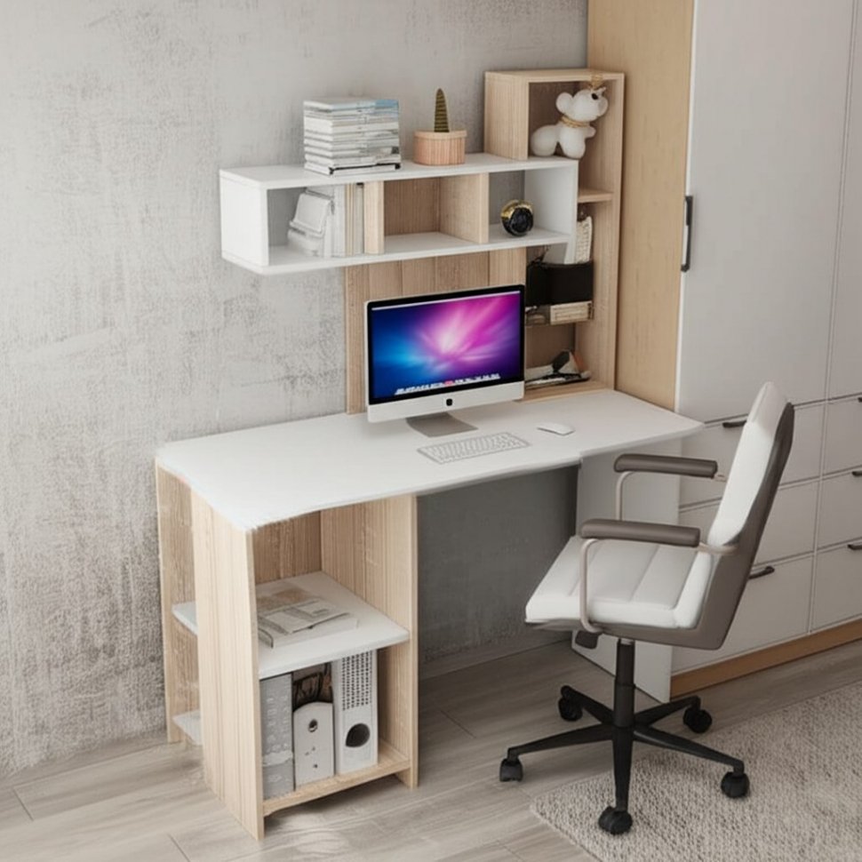 Стол компьютерный Олимп (Интерьер-Центр) Дуб Сонома/Белый