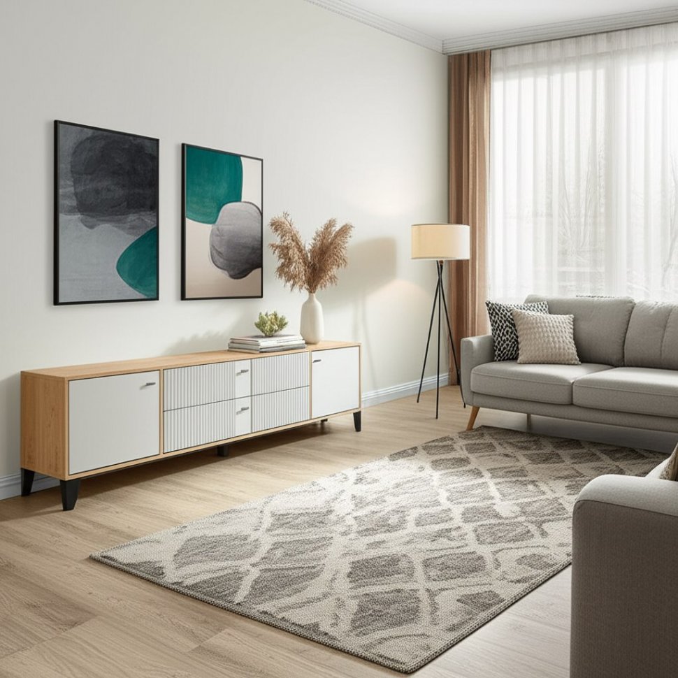 Тумба ТВ Парус-10 (ТЭКС) Дуб Крафт золотой/Карбон Фарфор