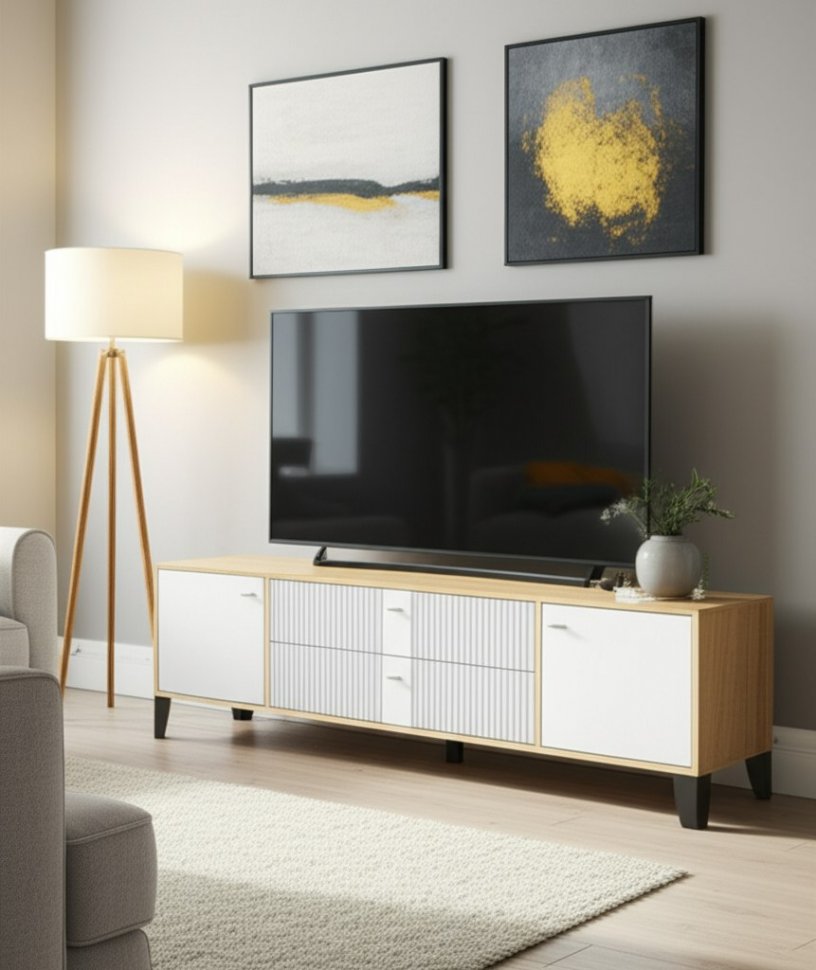 Тумба ТВ Парус-10 (ТЭКС) Дуб Крафт золотой/Карбон Фарфор