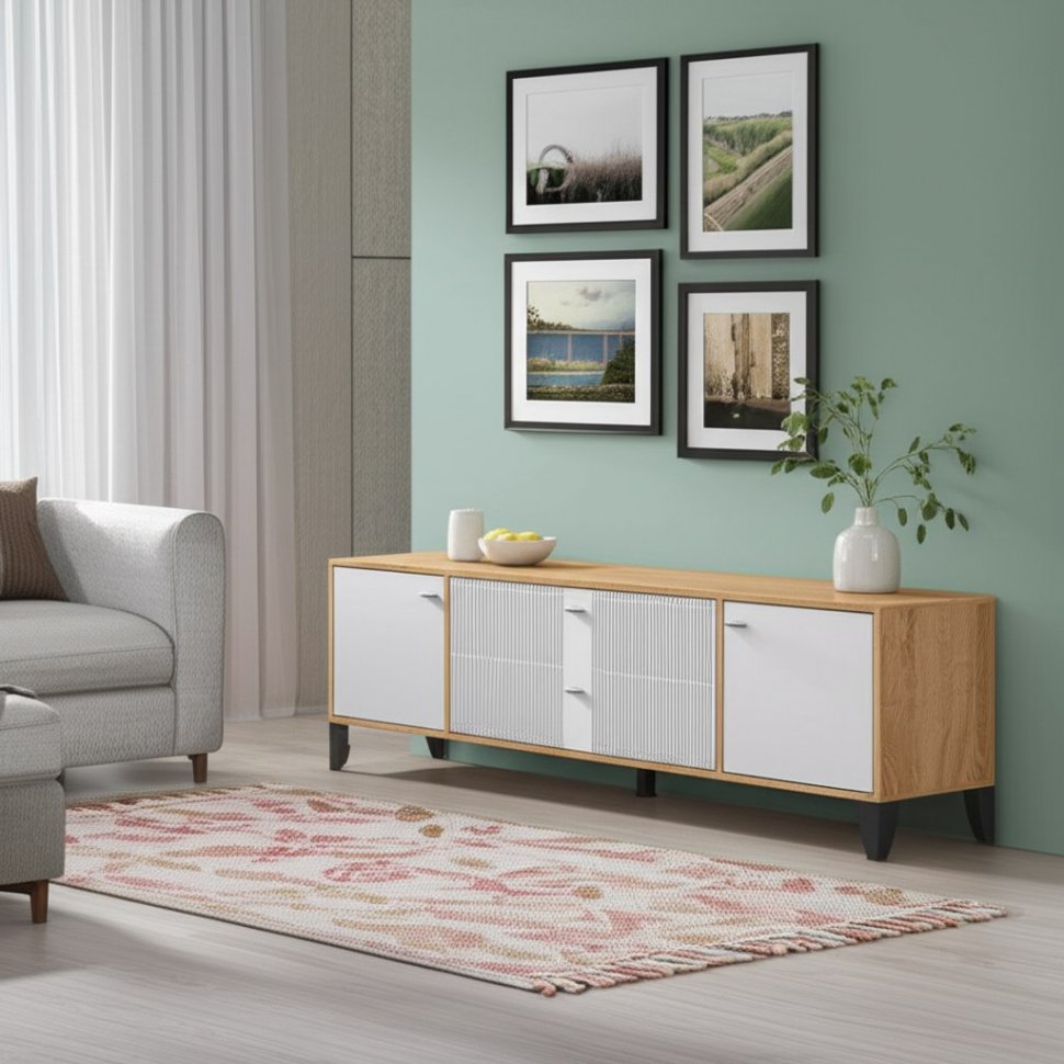 Тумба ТВ Парус-10 (ТЭКС) Дуб Крафт золотой/Карбон Фарфор