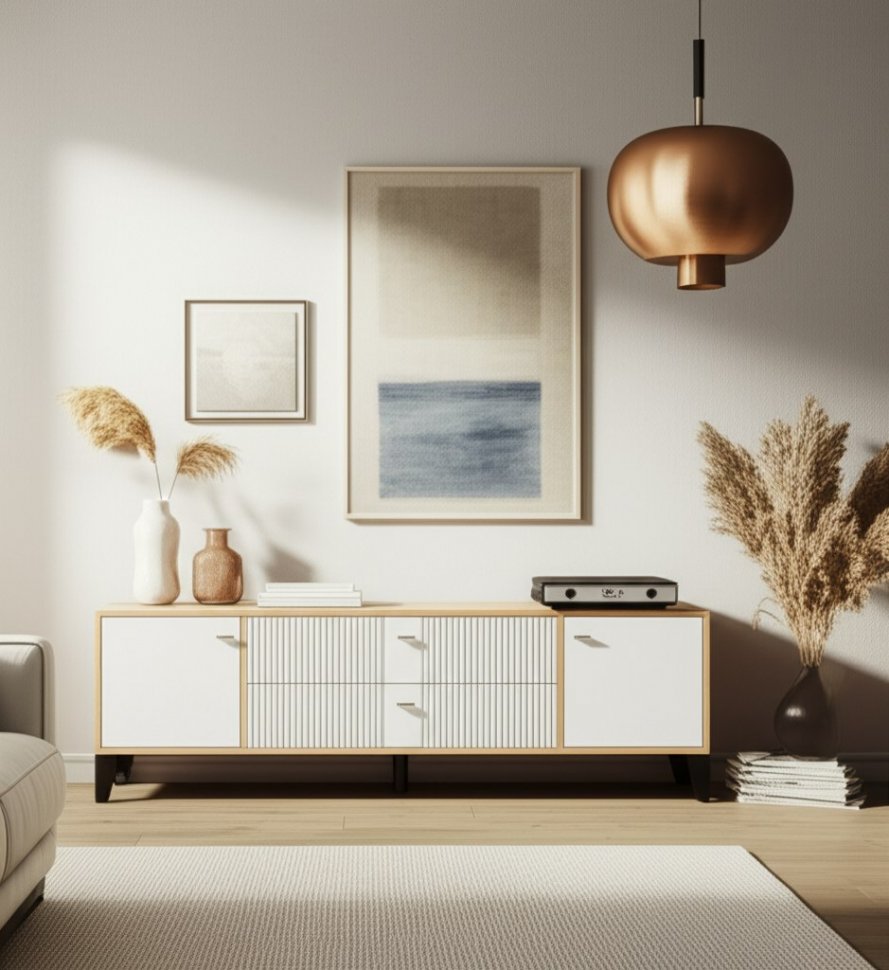 Тумба ТВ Парус-10 (ТЭКС) Дуб Крафт золотой/Карбон Фарфор