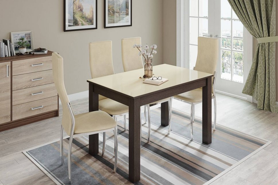 Стол обеденный Норман 60, венге/лакобель ваниль