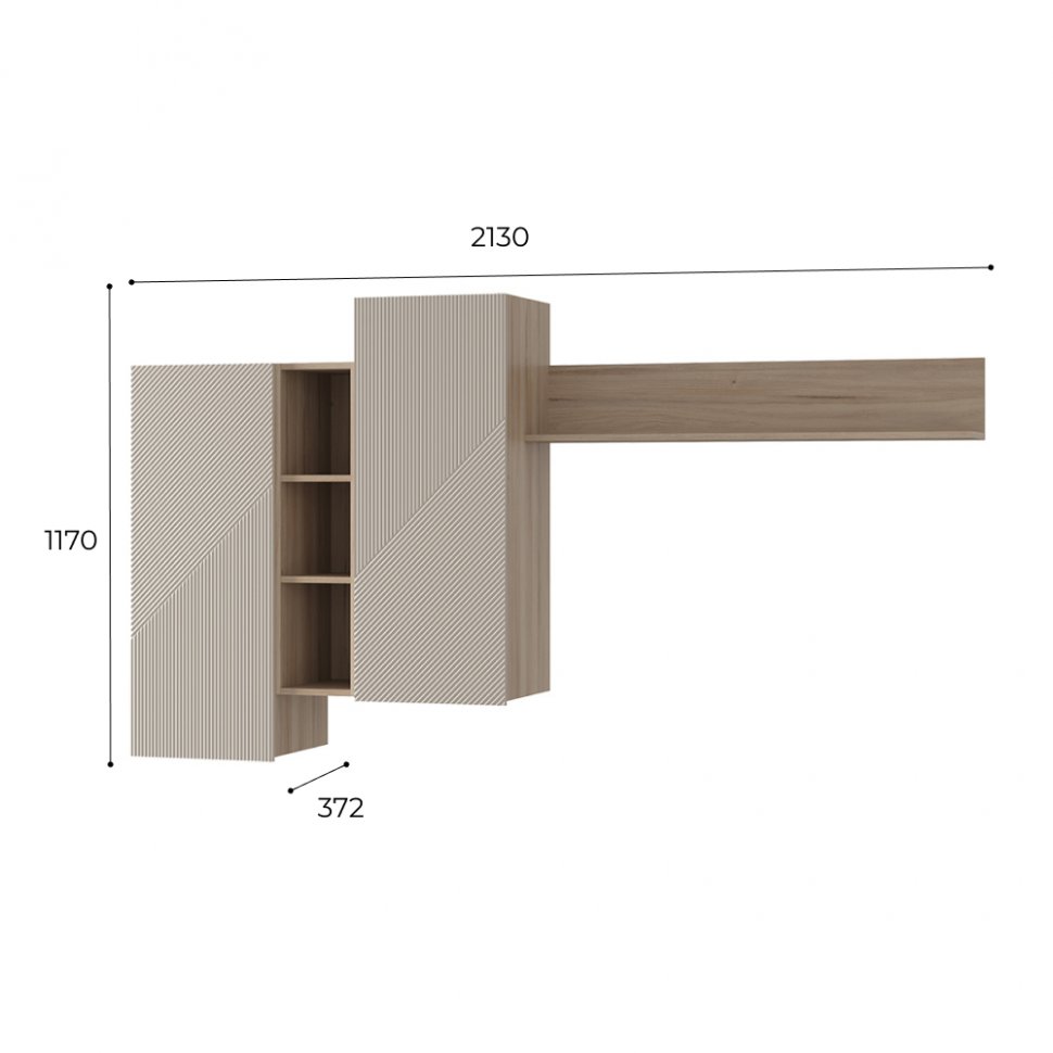 Шкаф навесной с полками Эмилия ГМ-12 (БТС) Дуб смоки / Айриш