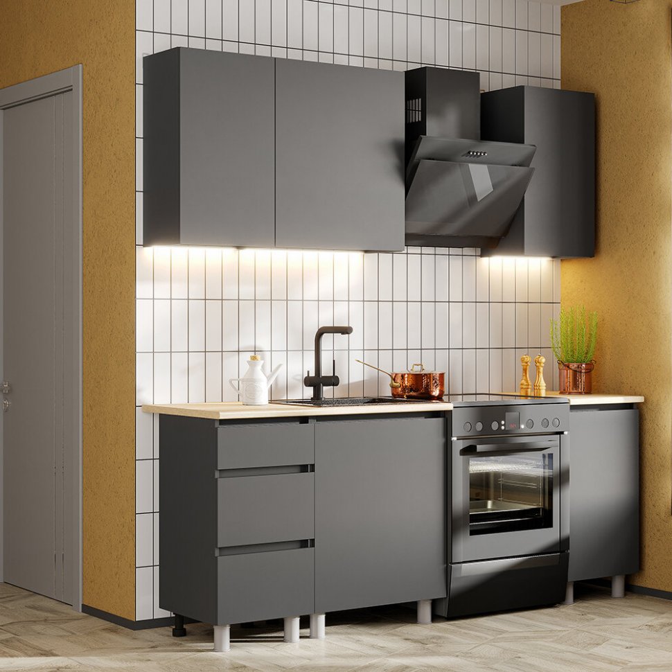 Шкаф кухонный нижний С-400 Денвер (Графит Серый)