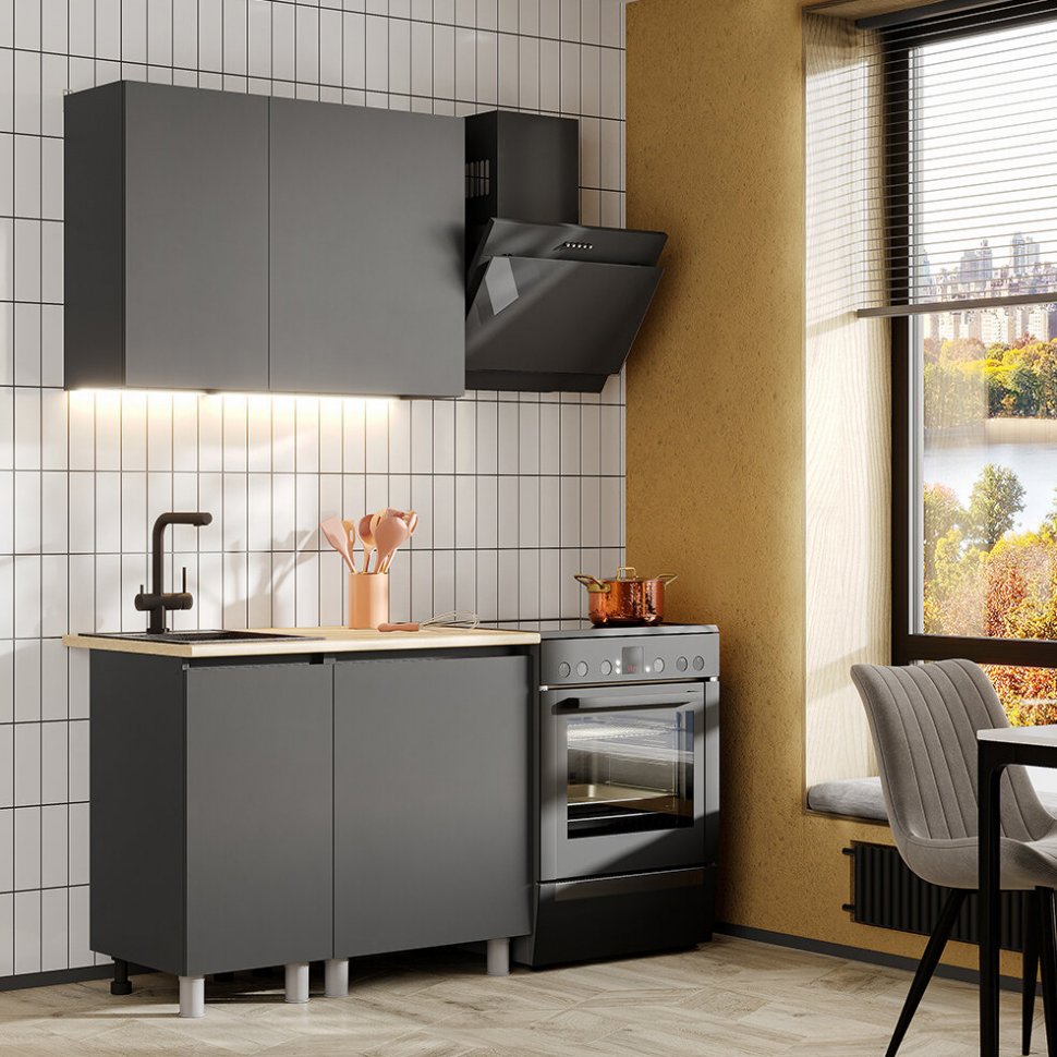 Шкаф кухонный нижний С-400 Денвер (Графит Серый)