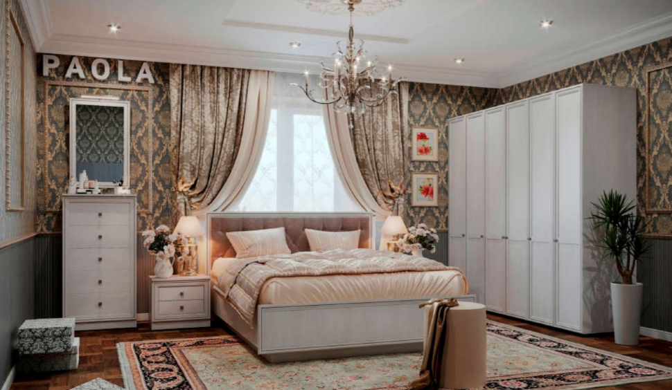 Шкаф двухдверный (с зеркалами) Paola 54 (Глазов) Ясень Анкор светлый