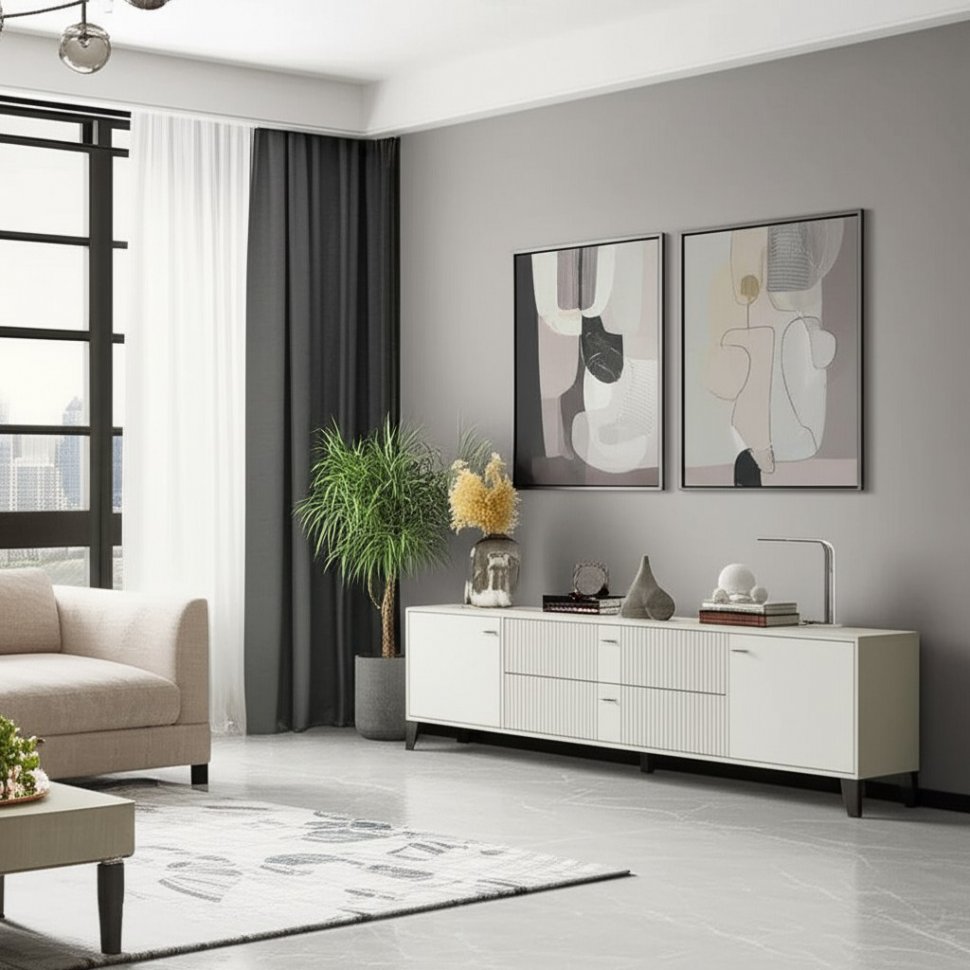 Тумба под телевизор Парус-10, Кашемир, Сантьяго софт