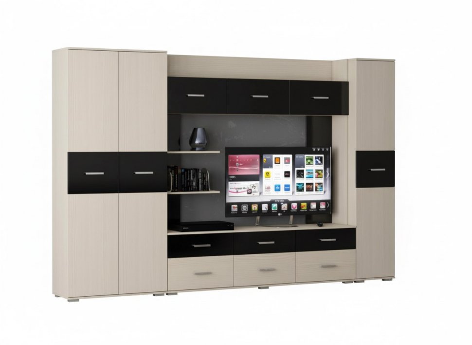 Гостиная Сити 1 Белая Аляска / Черный