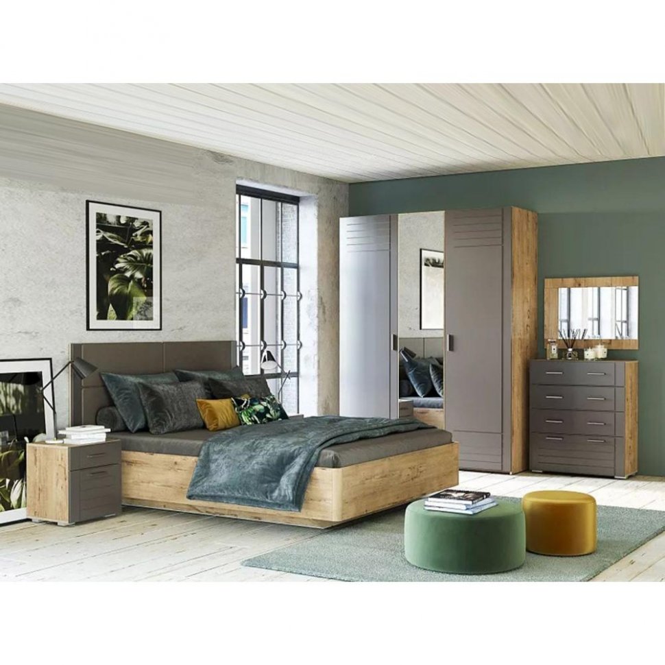 НМ 040.52 Кровать Livorno /дуб бунратти / софт графит