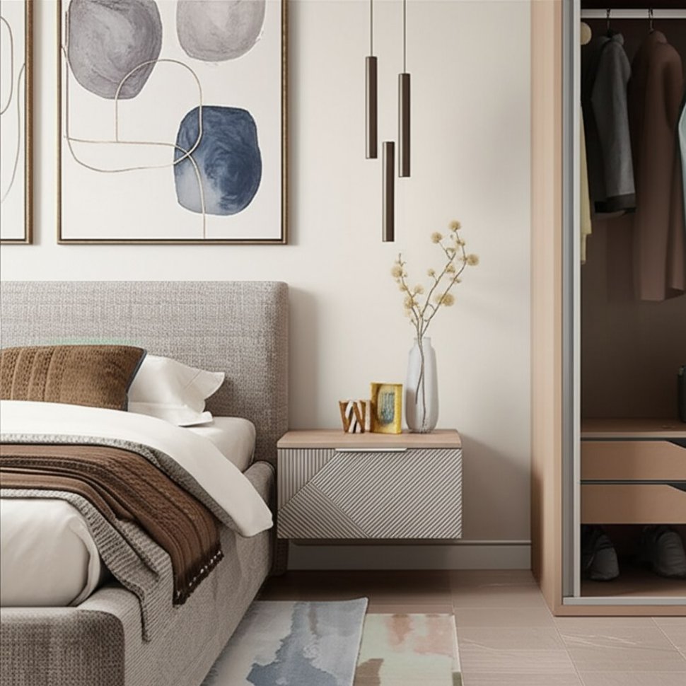 Тумба прикроватная навесная Эмилия ТБ-11 (БТС) Дуб смоки / Айриш