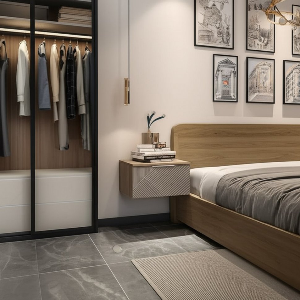 Тумба прикроватная навесная Эмилия ТБ-11 (БТС) Дуб смоки / Айриш