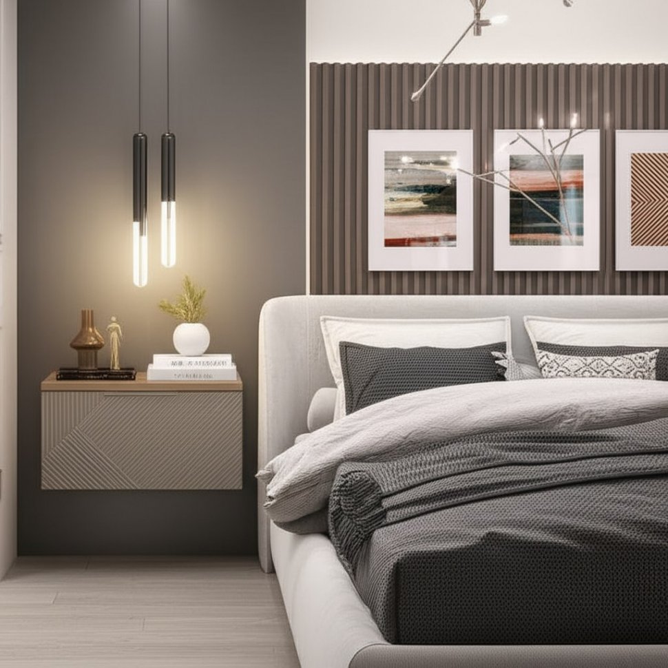 Тумба прикроватная навесная Эмилия ТБ-11 (БТС) Дуб смоки / Айриш