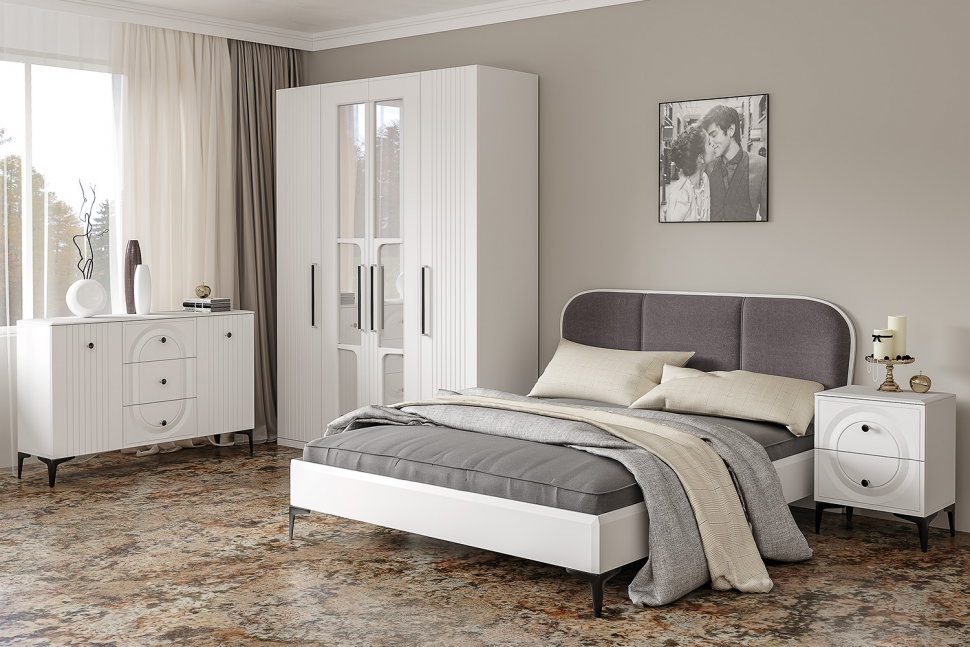 Валенсия кровать с ортопедическим основанием 11.36.02 Белый/velutto 19