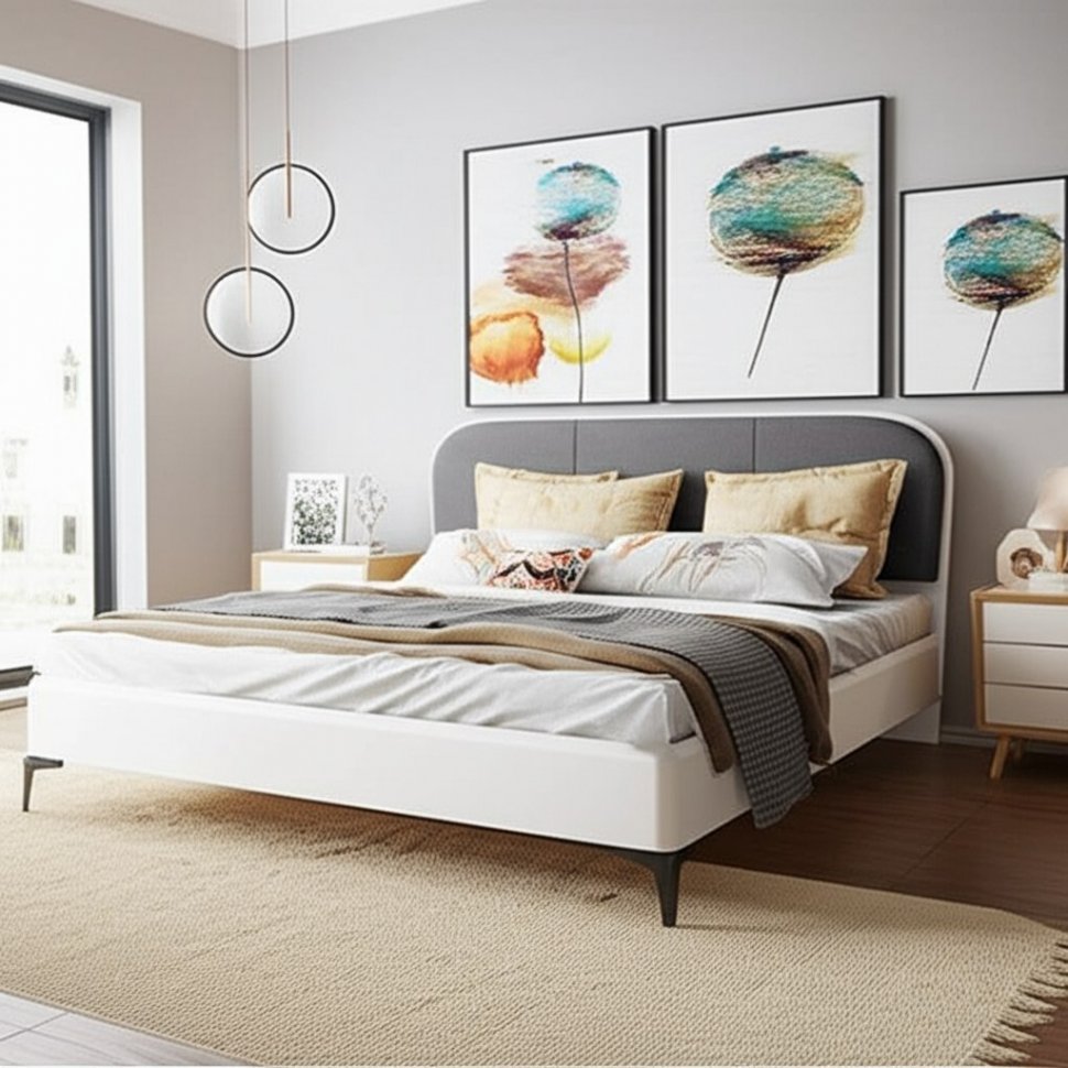 Валенсия кровать с ортопедическим основанием 11.36.02 Белый/velutto 19