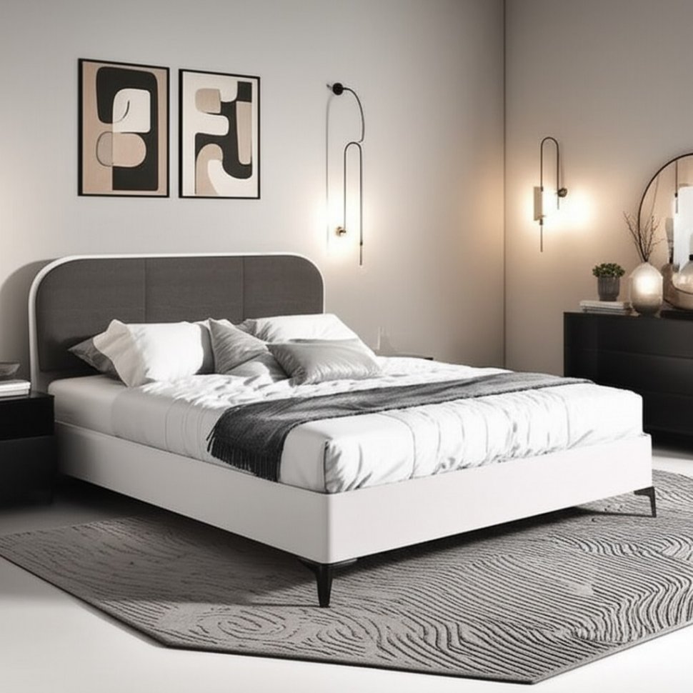 Валенсия кровать с ортопедическим основанием 11.36.02 Белый/velutto 19