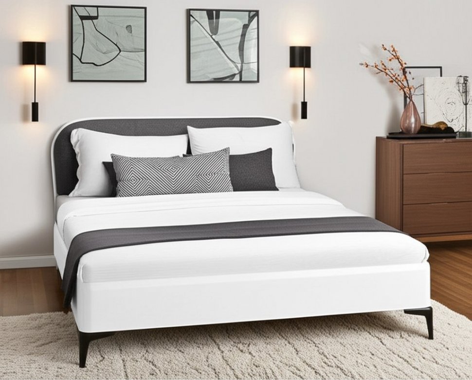 Валенсия кровать с ортопедическим основанием 11.36.02 Белый/velutto 19