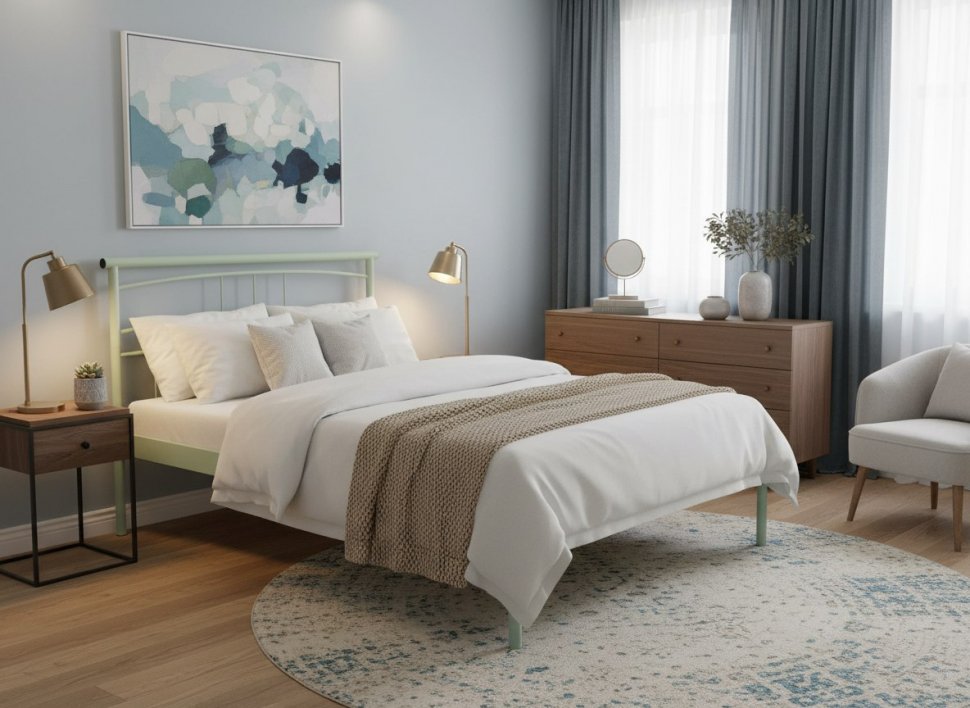 Кровать двойная Токио 42.25 Металл белый