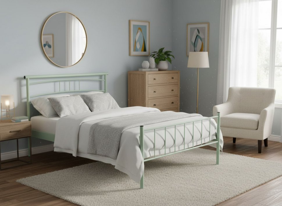 Кровать двойная Токио 42.25 Металл белый