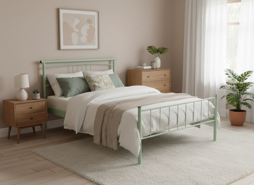 Кровать двойная Токио 42.25 Металл белый