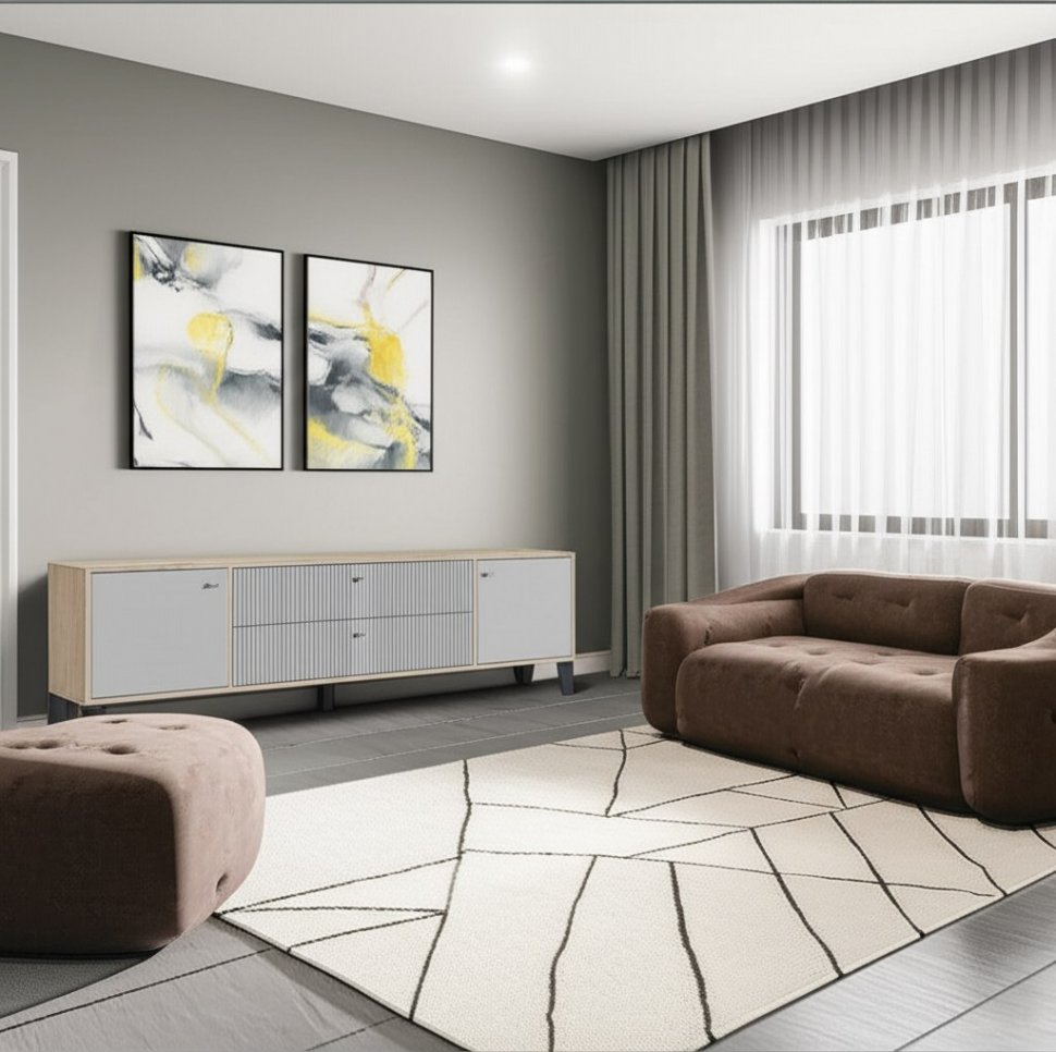 Тумба под телевизор Парус-10, Дуб крафт серый, Серый