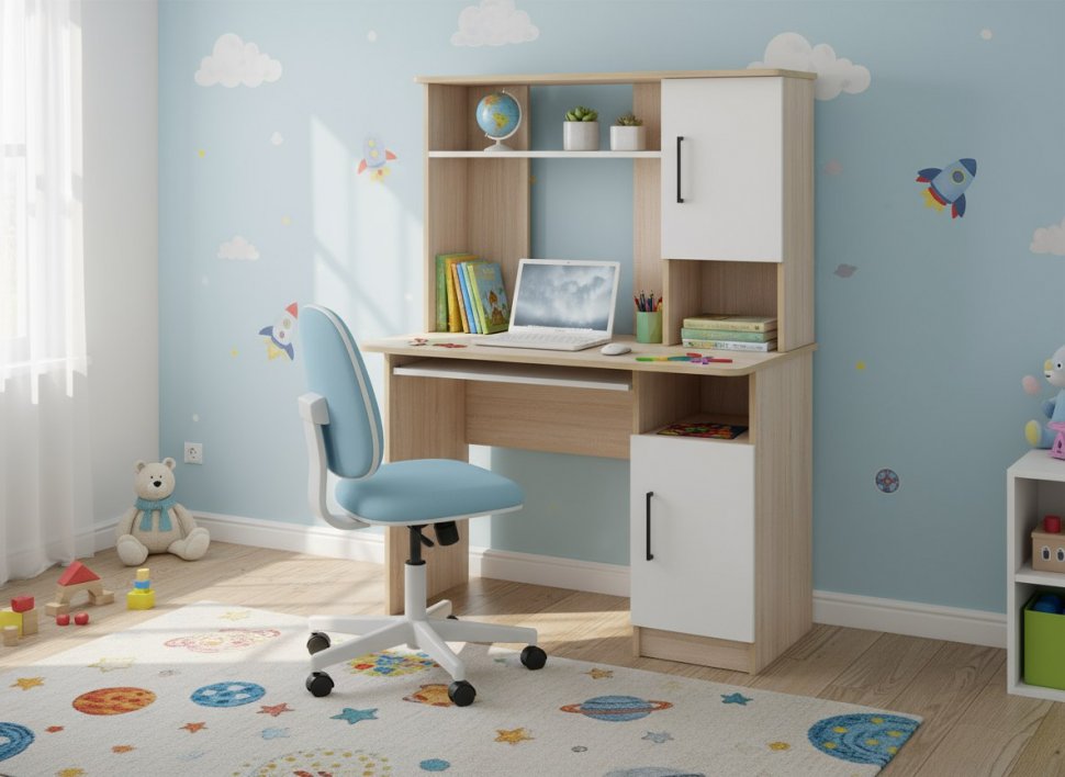 Интел-15 стол компьютерный Дуб сонома / Белый снег