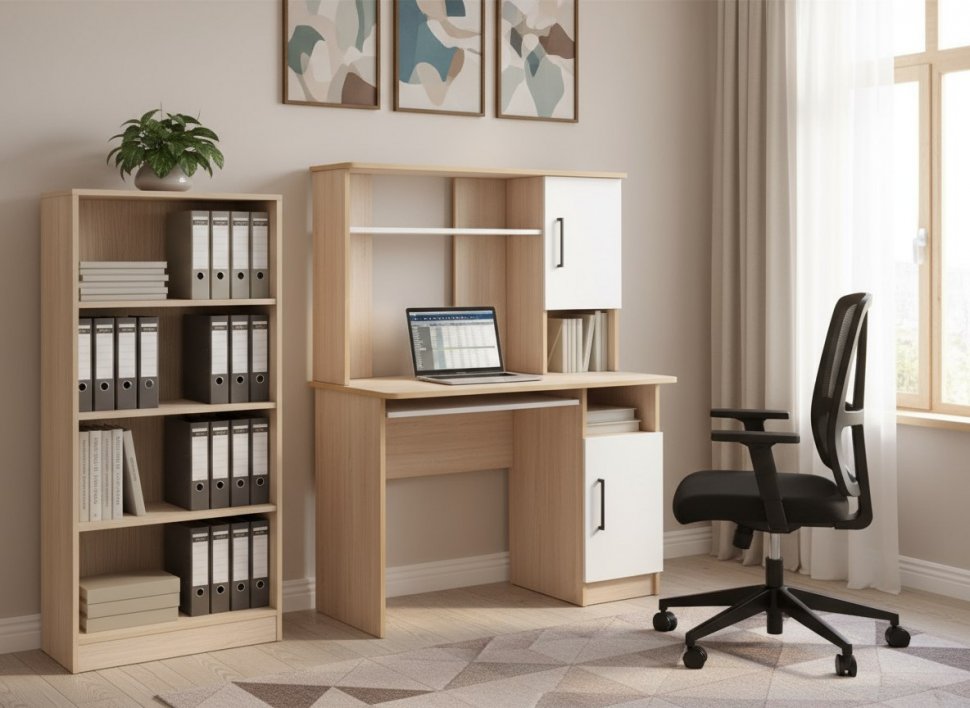 Интел-15 стол компьютерный Дуб сонома / Белый снег