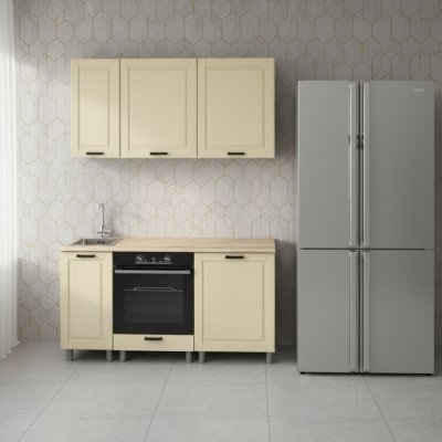 Кухня Аленушка 1,6м в.6 Астра Крем,скоба черный,сонома