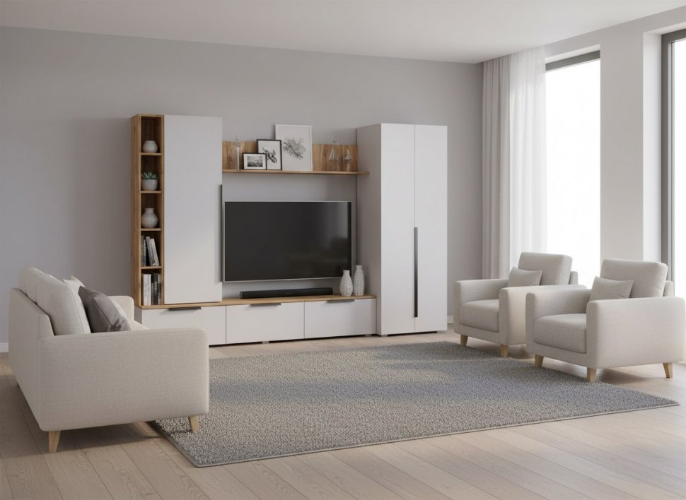 Шкаф многоцелевого назначения 63.02 Аккорд Дуб золотой / Кашемир