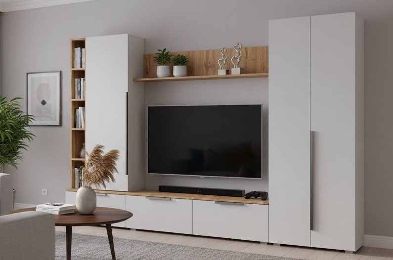 Шкаф многоцелевого назначения 63.02 Аккорд Дуб золотой / Кашемир