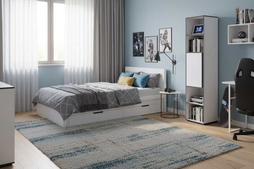 Пенал открытый Асцелла, Белый, Графит серый