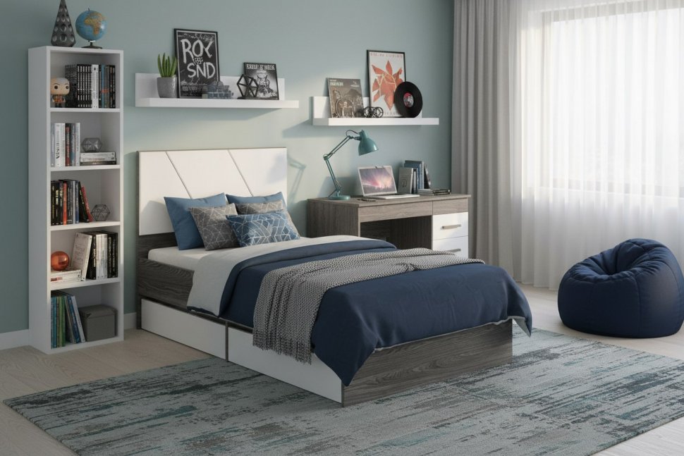 НМ 041.53 кровать Summit / ясень анкор тёмный / белый