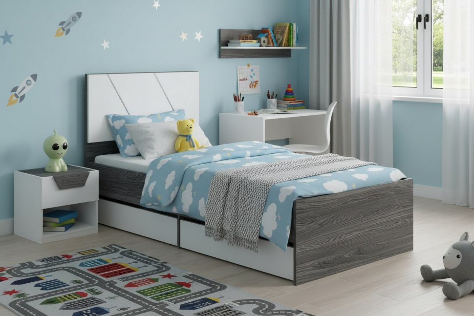 НМ 041.53 кровать Summit / ясень анкор тёмный / белый