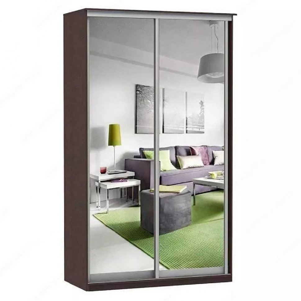 Шкаф купе Модерн 1190х450 2-х дверный 2-х секционный зеркальный венге