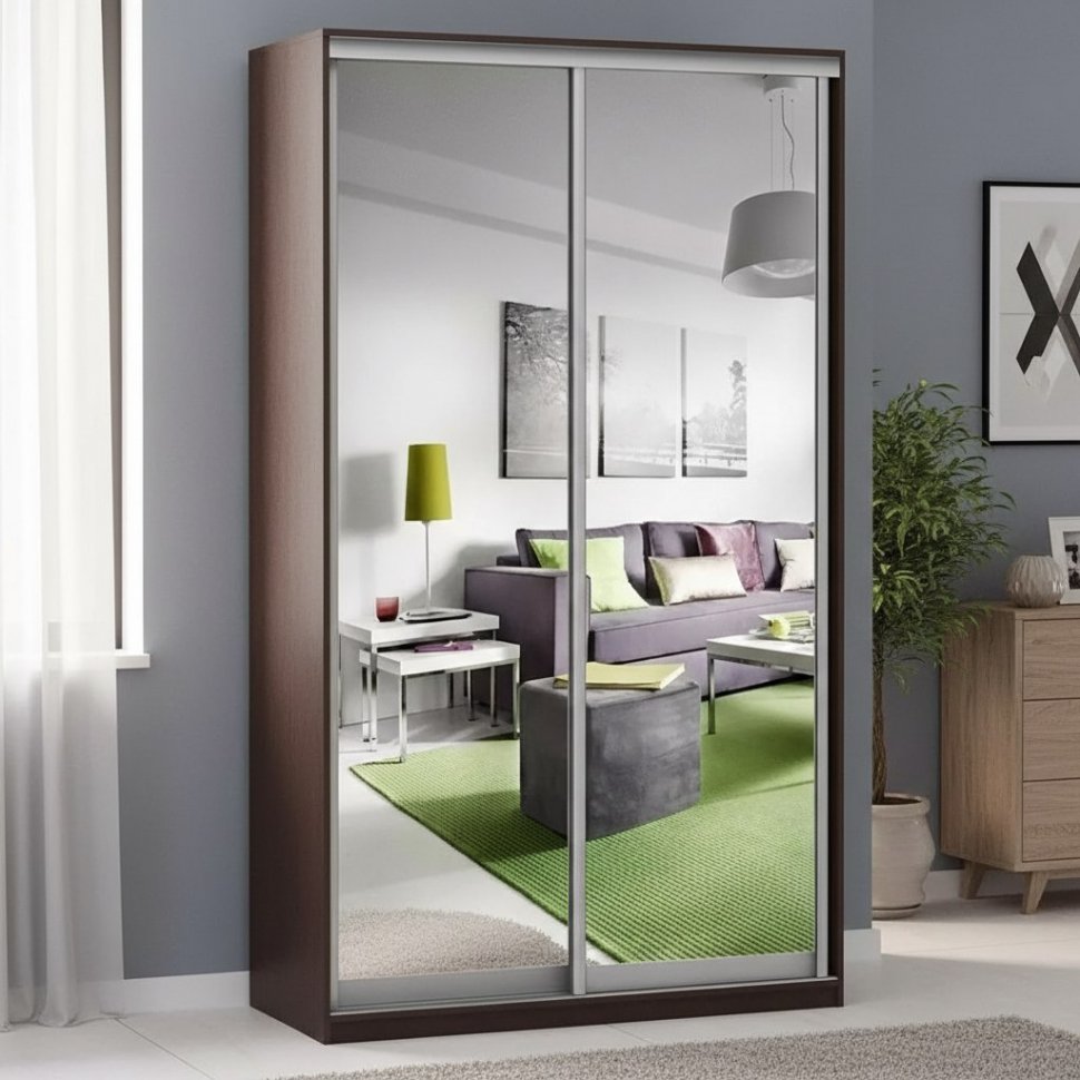 Шкаф купе Модерн 1190х450 2-х дверный 2-х секционный зеркальный венге