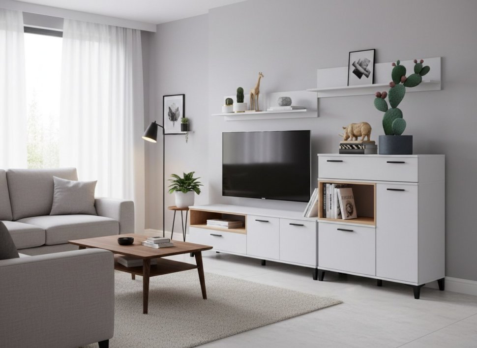 Гостиная Bergen 3 белый/Дуб Бунратти