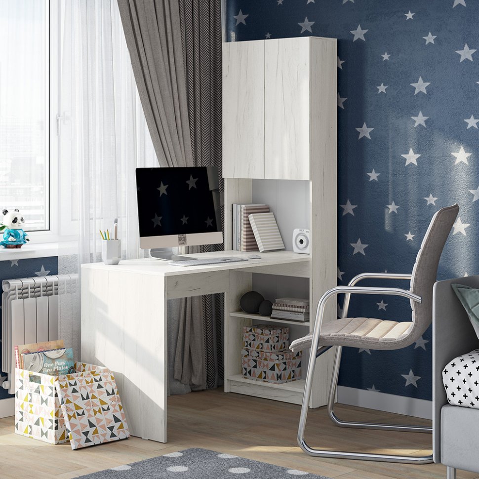 Стол письменный Майнд-01 (Интерьер Центр) Дуб крафт белый