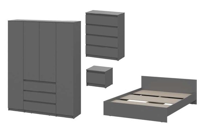 Спальня Денвер (Графит серый) Комплект 1