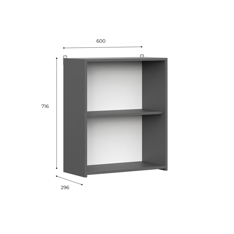 Шкаф Денвер Ш-601 верхний (Графит Серый) с дверцей